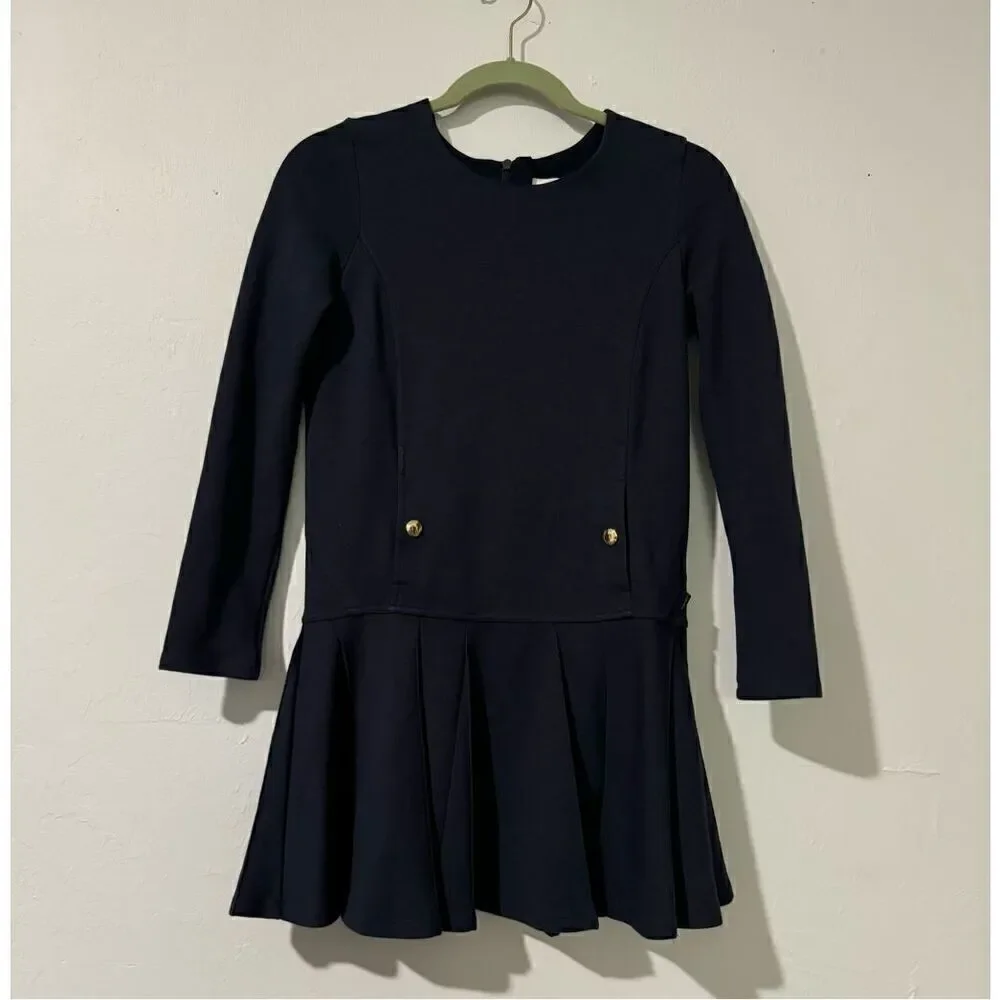 Chloé girl Milano knit pleated navy blue dress 12